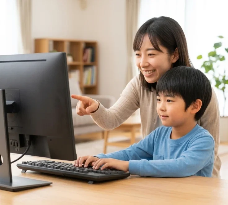 親子でタブレット学習